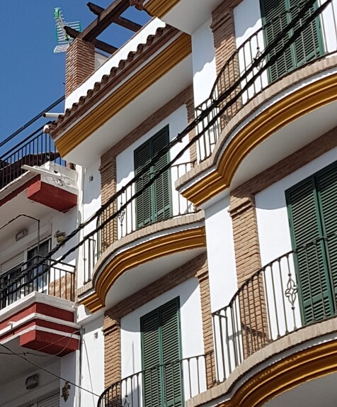 Balconies of apartment in Spain